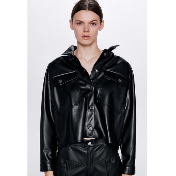 Zara The Work Over Shirt in Faux Leather - Picture 5 of 5